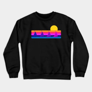Retro Synthwave Style Sailboat Sunset Crewneck Sweatshirt